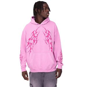 Sweat-shirts pour hommes de qualité supérieure, personnalisés, surdimensionnés, couleur rose, imprimés graphiques, basiques, en coton, streetwear, sweat-shirt à capuche avec poches - Product Image 1
