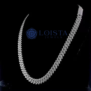 Diamond <b>Choker</b> Necklace 925 <b>Silver</b> Rhodium Plated Round Brilliant Cut Channel Setting Luxury Unisex Party Jewelry - Product Image 2