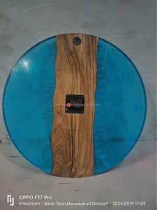 Horloge murale en bois de résine époxy Unique rustique décor à la maison Design moderne montre élégante pour salon et bureau décor - Product Image 3