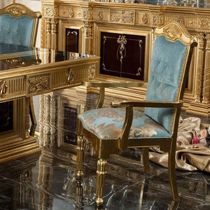 Meubles de salle à manger classiques européens de qualité supérieure, ensemble de salle à manger en acajou fabriqué à la main, collection de luxe avec 6 chaises et buffet, hôtel, villa - Product Image 6