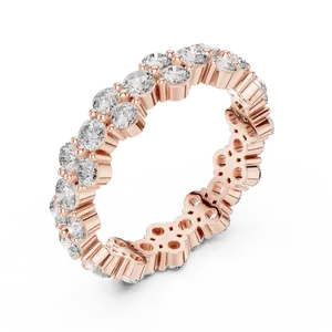 Double <b>Row</b> Cluster Round Lab Grown Diamond Eternity Band 1.98ctw 10K 14K 18K Solid Gold Unisex Ring IGI Certified Fine Jewelry - Product Image 4