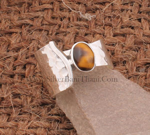 Bague vintage en œil de tigre naturel, argent sterling 925, bague pour homme, bague signet, bijoux faits à la main, logo personnalisé, vente en gros - Product Image 1