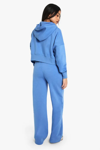 กางเกงจ็อกเกอร์ขายาวผู้หญิงสีน้ำเงินสำหรับฤดูหนาว คุณภาพสูง ผ้าเทอร์รี่ฟลีซ 100% คอตตอน เนื้อผ้านุ่ม สวมใส่สบาย มีเชือกผูกเอว ระบายอากาศได้ดี - Product Image 5