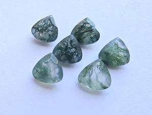หินมอสอาเกตทรงหัวใจเจียระไน หินอัญมณีปรับขนาดสำหรับทำเครื่องประดับ หินคริสตัลบำบัด - Product Image 5