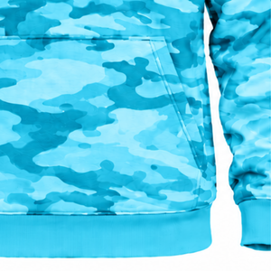 Cyan <b>Camo</b> Pullover Hoodie Men Custom Camouflage Printed Sweatshirt Kangaroo Pocket Long Sleeve Casual Training Streetwear <b>Top</b> - Product Image 5
