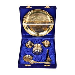 ชุด Pooja Thali ทำจากทองเหลืองสำหรับตกแต่งบ้าน - Product Image 5
