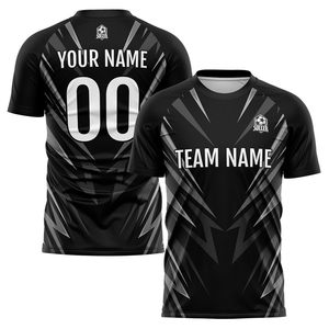 Maillot de football personnalisé à col en V, manches courtes, motif imprimé par sublimation, évacuation de l'humidité, 100 % polyester, adulte unisexe - Product Image 2