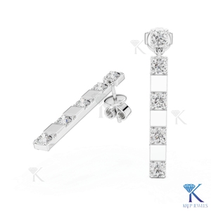 Boucles d'oreilles pendantes en diamant CVD cultivé en laboratoire, avec accent en or et diamants alternés, en or massif 14 carats, bijoux de luxe pour femme, pour soirée - Product Image 5