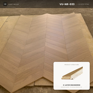 Suelo de Parqué de Roble Natural de Ingeniería, Diseño Chevron, 15 mm, 5 Pulgadas, Madera Maciza con Sistema de Encaje Macho y Hembra - Product Image 1