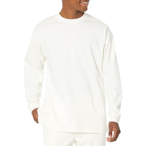<b>Mens</b> Solid Long Sleeve Oversized Jersey <b>T</b>-<b>Shirt</b> Organic Cotton Breathable Midweight Crew Neck Tee Eco-Friendly Relaxed Fit - Product Image 1
