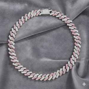 Cadena Cubana de Lujo Rosa y Blanca con Diamantes Cultivados en Laboratorio para Hombre, Collar de Moda, Joyería de Calidad de Exportación - Product Image 3