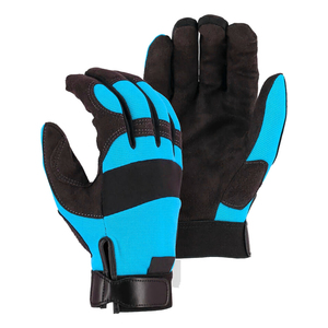 Gants de travail jaunes et noirs pour mécaniciens, robustes, paume synthétique renforcée, sangle de poignet réglable, gants utilitaires industriels - Product Image 6