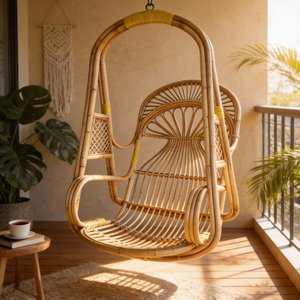 Rattan <b>hanging</b> egg <b>chair</b> set decorative patio furniture swing <b>chair</b> for outdoor relaxation - Product Image 6