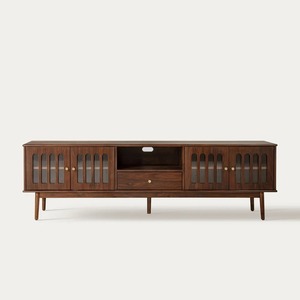 Handmade <b>Rustic</b> Teak Wood Living Room Cabinet with Shaker Slab Doors and Storage Drawer for Home Furniture - Product Image 1