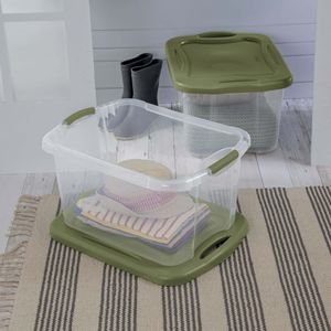 Contenitore di plastica da 40 litri (confezione da 2) con maniglie a presa completa, verde - Product Image 6