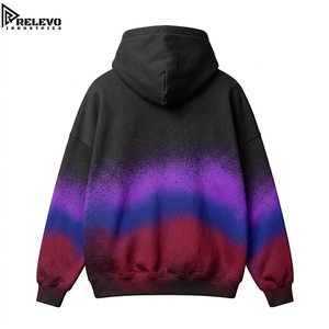 Sweat à capuche oversize pour homme, motif graphique multi-couleurs violet, bleu et rouge effet dégradé aérographe, coupe streetwear à épaules tombantes - Product Image 2