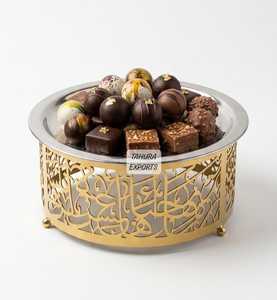 Plateau de service alimentaire de luxe en acier inoxydable de qualité supérieure, design magnifique, pour décoration de maison arabe 2026, idéal pour le Ramadan - Product Image 2