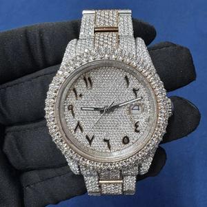 High Quality Moissanite Diamond Stainless Steel Case Mechanical Movement <b>Men's</b> <b>Wrist</b> Band Luxury <b>Men</b> <b>Watch</b> - Product Image 1