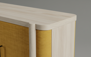 Buffet moderne à 2 portes en chêne massif pour salon - Rangement résistant à l'eau avec design minimaliste - Product Image 6