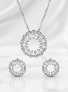 Collar de Diamantes Cultivados en Laboratorio con Corte Redondo/Pera de Platino, Pendientes a Juego, Joyería Unisex para Boda, Regalo de Oro de 14k Certificado para Fiesta - Product Image 5