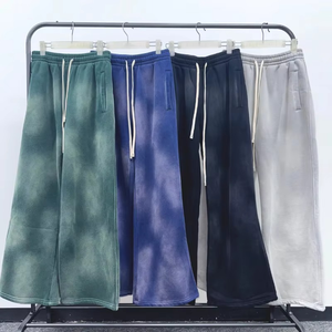 Pantalon de jogging unisexe en polaire à jambe large, taille élastique avec cordon de serrage, doux et chaud pour l'hiver, couleur personnalisable, vente en gros - Product Image 2