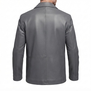 Chaqueta Blazer de Cuero Genuino para Hombre al por Mayor con Cuello Alto y Bolsillo Frontal con Cremallera, Impermeable y Transpirable, Abrigo Casual de Invierno - Product Image 3
