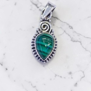 Pendentifs légers en argent 925, design artisanal, pierre précieuse malachite, vente en gros, breloques, bijoux - Product Image 2