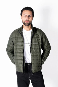 Chaqueta acolchada verde oliva para hombre, con cuello alto, cierre de cremallera, abrigo de invierno grueso, cortavientos, informal. - Product Image 4
