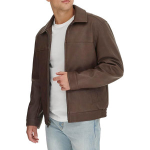 Custom Men's Genuine Leather <b>Canvas</b> <b>Jacket</b> with Front Logo Wholesale Casual Style for Winter Season OEM Service Available - Product Image 5