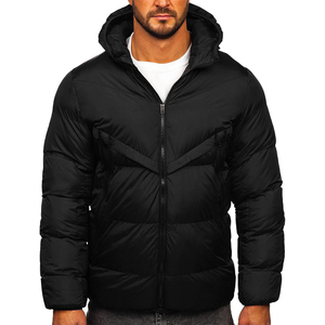 OEM Custom Logo <b>Men</b>’s <b>Lightweight</b> Quilted Puffer <b>Jacket</b> Hooded Winter Polyester Breathable Padded Outerwear - Product Image 4