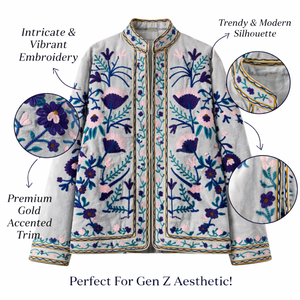 Blouson Bomber en Velours Premium pour Femme, Broderie Florale Faite Main, Vêtement d'Extérieur de Boutique en Gros - Product Image 5