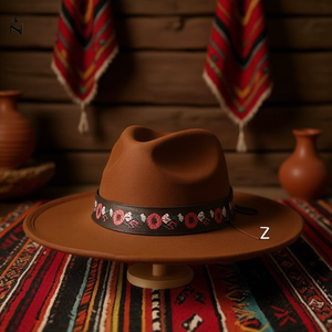 Chapeau ethnique en PU brodé Z à motif floral, réglable, pour le printemps, l'été et toutes les saisons - Product Image 2