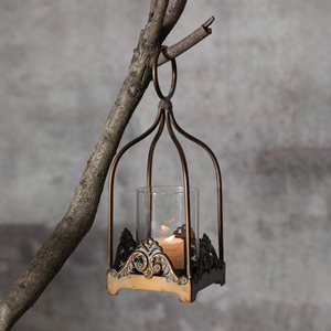 Lanterne à bougie suspendue vintage en fer, porte-bougie pour décorations de mariage et de Noël, lanterne à bougie en métal rustique pour la décoration de la maison - Product Image 3