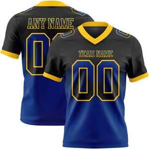Camiseta de Fútbol Americano Personalizada con Cuello en V, Manga Corta, Color Negro y Azul, Tejido Transpirable de Poliéster, Corte Regular, Nombre del Equipo o Cualquier Nombre, para Adultos - Product Image 1