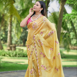Sari indien en soie douce brodé, tendance, pour la saison des mariages, fabriqué au Pakistan, vente en gros pour femmes - Product Image 1