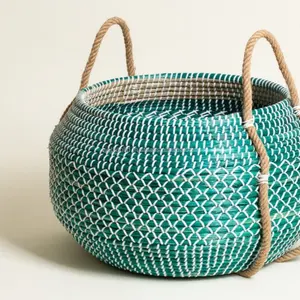 Elegant Natural Seagrass Storage Basket With Handles Top Selected Seagrass Baskets For Gifts Home Decorative Made In Vietnam