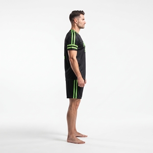 Conjunto de Camiseta de Fútbol Hawkeye para Hombre, Azul Marino y Rosa a Rayas, Cuello Redondo, Manga Corta, Poliéster, Ropa Deportiva de Equipo - Product Image 5