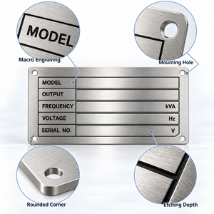 Placa de Datos Técnicos, Placa de Identificación de Metal Personalizada para Maquinaria y Equipos, Fabricación OEM - Product Image 3