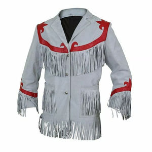 Chaqueta de Cuero de Gamuza con Flecos, Unisex, Estilo Occidental, Prenda Exterior de Lujo, Personalizable OEM - Product Image 1