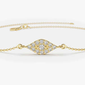 Dainty Gold Plated 925 Sterling <b>Silver</b> Turkey Eye Shape <b>Bracelets</b> Moissanite Stone Work Wholesale Price <b>Bracelets</b> For Wedding - Product Image 4