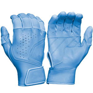 Guantes de béisbol de cuero genuino para adultos, color azul cielo, correa ajustable y cierre de velcro, guantes de softbol para hombres y mujeres - Product Image 1