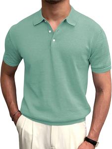Polo de golf décontracté pour homme à manches courtes 100% coton anti-froissement avec logo brodé sur le devant motif uni - Product Image 5