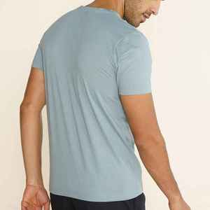 <b>Men's</b> Light Color Short Sleeve O-Neck T-Shirt Regular Fit Casual Jersey Cotton Solid Color Breathable Knitted Top - Product Image 5