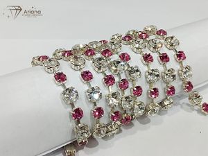 Cadena de Cristal con Pedrería ARIANA Premium en Oro Rosa, Negro, Rosa, Blanco y Morado para Prendas, Zapatos, Bolsos y Manualidades - Product Image 3