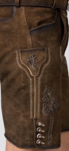 Shorts en cuir marron clair délavé à taille haute pour homme avec broderie et ceinture, costume traditionnel bavarois pour l'Oktoberfest - Product Image 4