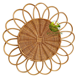 Natural Wicker Floral <b>Placemat</b> Handmade Rattan Table Mat for Eco Friendly Dining Kitchen Home Decoration - Product Image 2