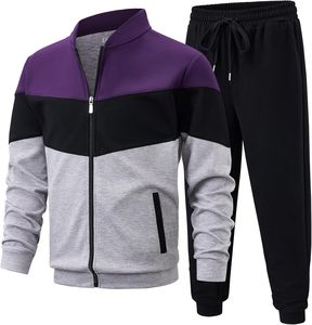 Men's Color Blocking Tracksuit Full <b>Zip</b> <b>Hooded</b> Jacket With Side Pockets Regular Fit Autumn Casual Wear Polyester Cotton Blend - Product Image 1
