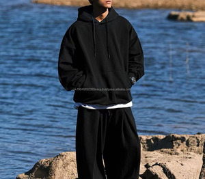 Sweat à capuche tendance, épaules dénudées, pull-over épais, couleur unie, à capuche, ample, logo imprimé, grande taille, vêtements de travail - Product Image 3