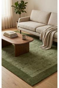 Exportateur en gros de tapis rectangulaires verts unis à poils ras en coton biologique pour chambre à coucher avec envers antidérapant en caoutchouc - Product Image 3