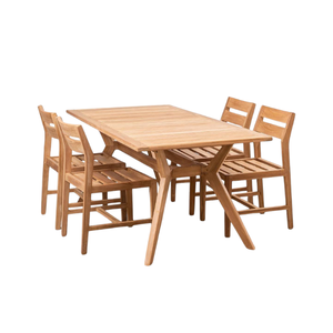 Natural Minimalist Teak Wood Garden <b>Sets</b> <b>Restaurant</b> <b>Set</b> Outdoor Dining Table and Chairs <b>Set</b> All Weather Patio Furniture - Product Image 1